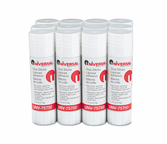 UNV75750 Permanent Glue Stick, .74 oz, Stick, 12/Pack By UNIVERSAL OFFICE PRODUCTS