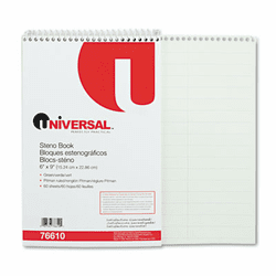 UNV76610 Steno Book, Pitman Rule, 6 x 9, Green, 60 Sheets/Pad By UNIVERSAL OFFICE PRODUCTS