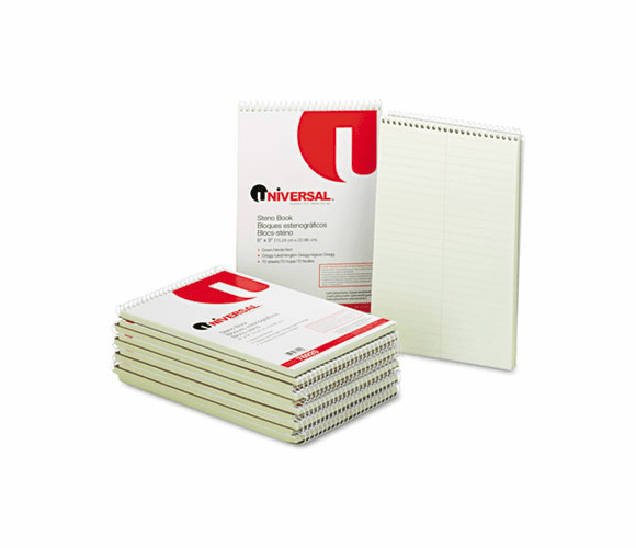 UNV76920 Steno Book, Gregg Rule, 6 x 9, Green, 70 Sheets/Pad By UNIVERSAL OFFICE PRODUCTS