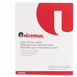 UNV80108 Laser Printer Permanent Labels, 3-1/3 x 4, White, 600/Box By UNIVERSAL OFFICE PRODUCTS