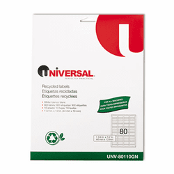 UNV80110GN Laser Printer Permanent Labels, Recycled, 1/2 x 1-3/4, White, 800/Pack By UNIVERSAL OFFICE PRODUCTS
