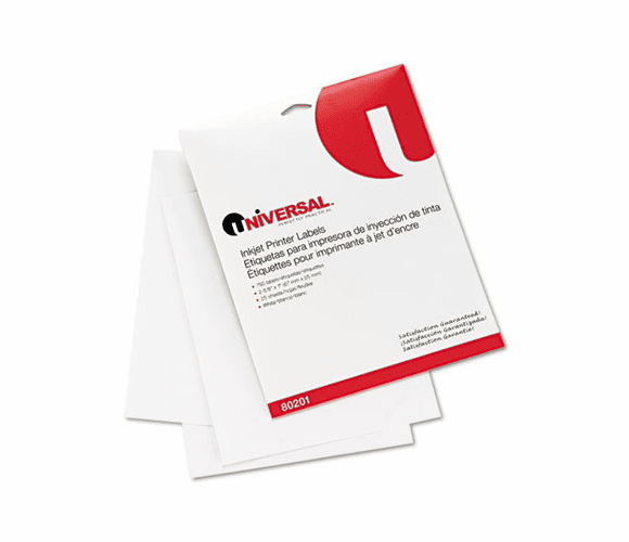 UNV80201 Inkjet Printer Labels, 1 x 2-5/8, White, 750/Pack By UNIVERSAL OFFICE PRODUCTS