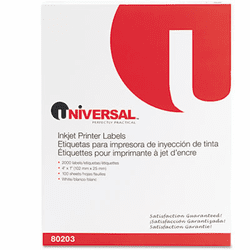UNV80203 Inkjet Printer Labels, 1 x 4, White, 2000/Box By UNIVERSAL OFFICE PRODUCTS