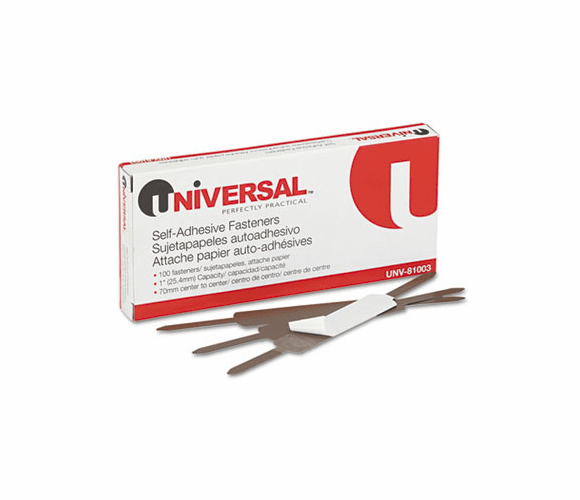 UNV81003 Self-Adhesive Paper and File Fasteners, One Inch Capacity, 100/Box By UNIVERSAL OFFICE PRODUCTS