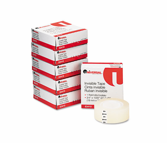 UNV83410 Invisible Tape, 3/4" x 1000", 1" Core, Clear, 6/Pack By UNIVERSAL OFFICE PRODUCTS