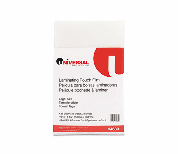 UNV84630 Clear Laminating Pouches, 3 mil, 9 x 14 1/2, 25/Pack By UNIVERSAL OFFICE PRODUCTS