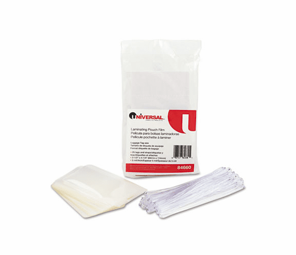 UNV84660 Clear Laminating Pouches, Luggage Tag Style, 5 mil, 2 1/2 x 4 1/4, 25/Pack By UNIVERSAL OFFICE PRODUCTS