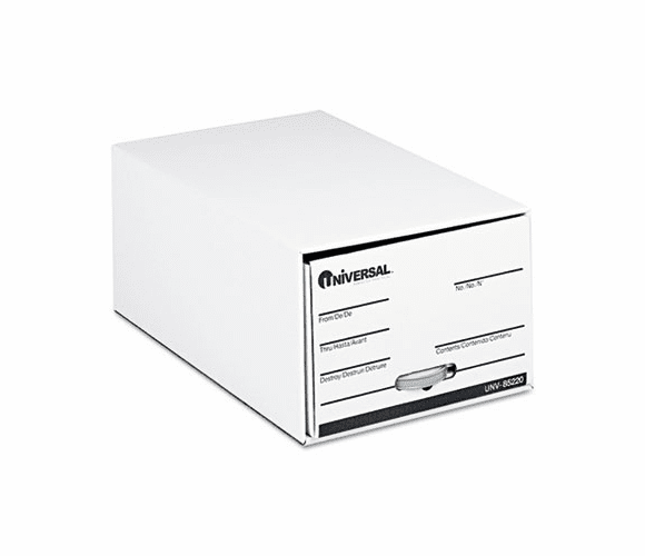 UNV85220 Storage Box Drawer Files, Legal, Fiberboard, 15" x 24" x 10", White, 6/Carton By UNIVERSAL OFFICE PRODUCTS
