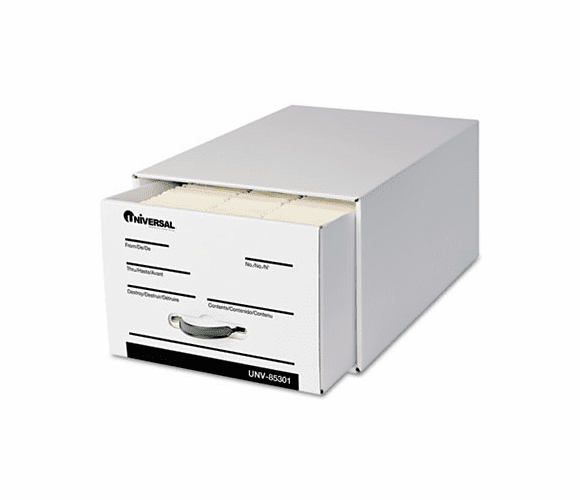 UNV85301 Heavy-Duty Storage Box Drawer, Legal, 17 1/4 x 25 1/2 x 11, White, 6/Carton By UNIVERSAL OFFICE PRODUCTS