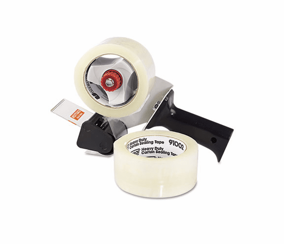 UNV91002 Carton Sealing Tape w/Pistol Grip Dispenser, 2" x 60 yds, 3" Core, Clear, 2/Box By UNIVERSAL OFFICE PRODUCTS