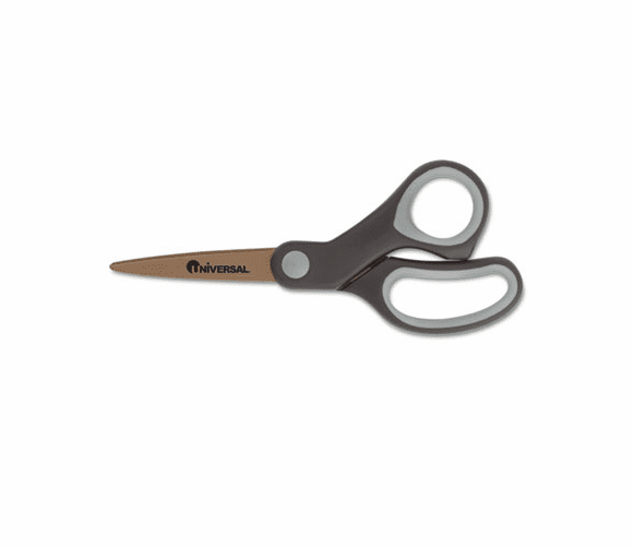 UNV92011 Office Scissors, 7" L, Straight, Titanium Coated Blades, Pointed Tip, Black/Blue By UNIVERSAL OFFICE PRODUCTS