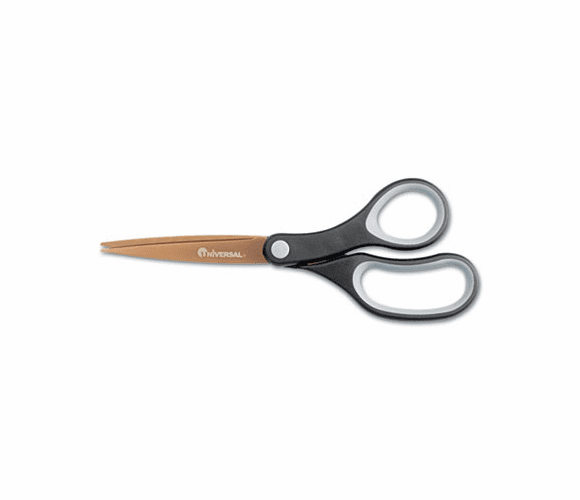 UNV92012 Office Scissors, 8" L, Straight, Titanium Coated Blades, Pointed Tip, Black/Blue By UNIVERSAL OFFICE PRODUCTS