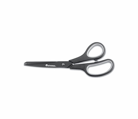UNV92021 Industrial Scissors, 8" Length, Straight, Black Carbon Coated Blades, Black/Blue By UNIVERSAL OFFICE PRODUCTS