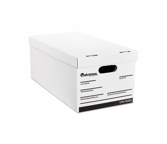 UNV952204 Lift-Off Lid File Storage Box, Letter, Fiberboard, White, 4/Carton By UNIVERSAL OFFICE PRODUCTS