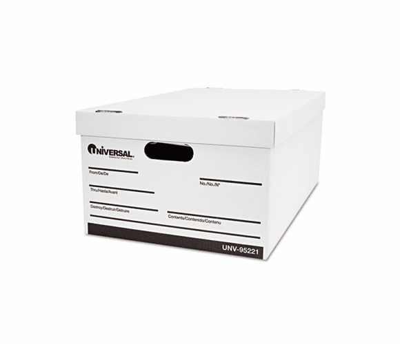 UNV95221 Lift-Off Lid File Storage Box, Legal, Fiberboard, White, 12/Carton By UNIVERSAL OFFICE PRODUCTS