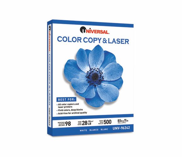 UNV96242 Color Copy/Laser Paper, 98 Brightness, 28lb, 8-1/2 x 11, White, 500 Sheets/Ream By UNIVERSAL OFFICE PRODUCTS