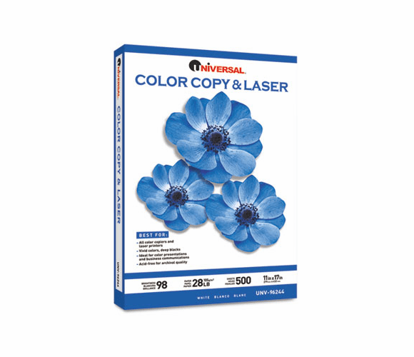 UNV96244 Color Copy/Laser Paper, 98 Brightness, 28lb, 11 x 17, White, 500 Sheets/Ream By UNIVERSAL OFFICE PRODUCTS