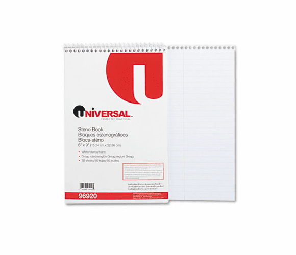 UNV96920 Steno Book, Gregg Rule, 6 x 9, White, 80 Sheets/Pad By UNIVERSAL OFFICE PRODUCTS