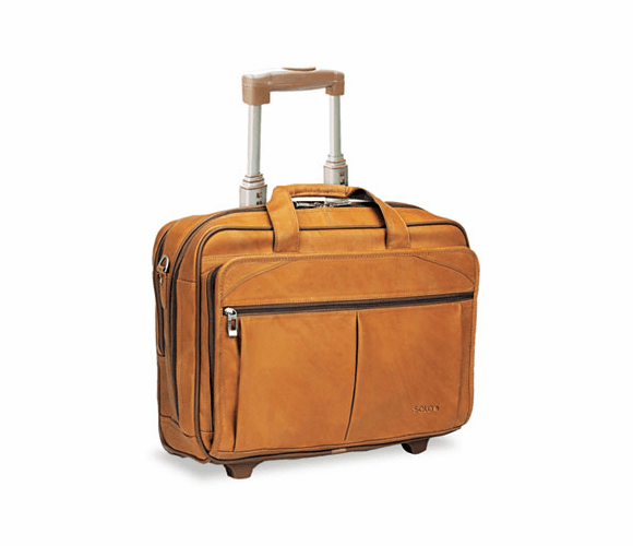 USLD5291 Rolling Laptop Computer Case, Leather, 17 x 8 x 13-1/2, Tan By UNITED STATES LUGGAGE