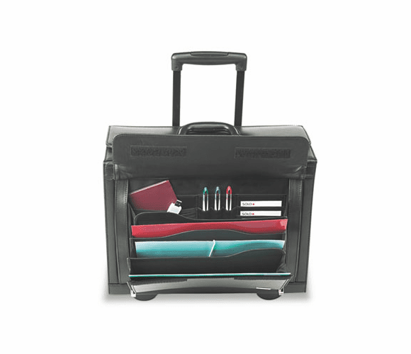 USLD9784 Rolling Catalog/Computer Case, Leather, Black By UNITED STATES LUGGAGE