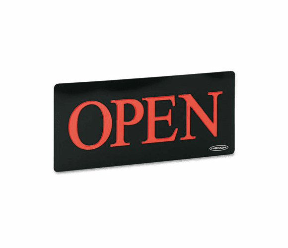 USS3656 "Open" Horizontal Sign w/Squared Letters, 13-1/4 x 1 x 6, Black By U. S. STAMP & SIGN