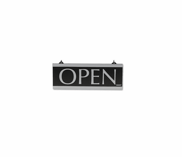 USS4246 Century Series Reversible Open/Closed Sign, w/Suction Mount, 13 x 5, Black By U. S. STAMP & SIGN