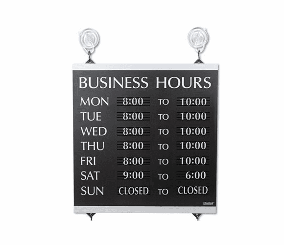 USS4247 Century Series Business Hours Sign, Heavy-Duty Plastic, 13 x 14, Black By U. S. STAMP & SIGN
