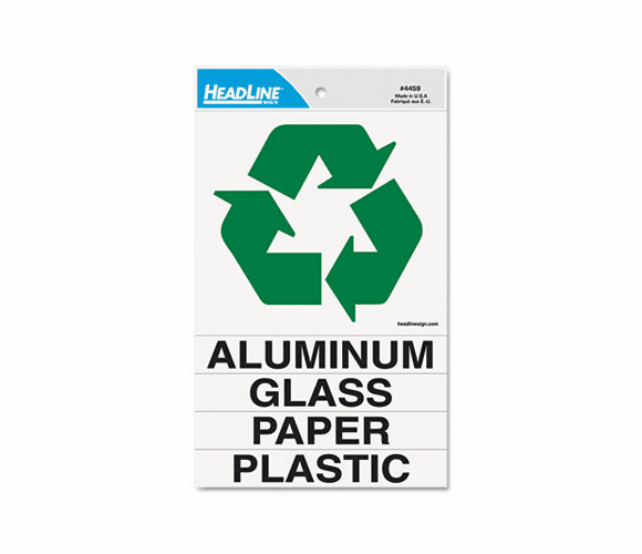 USS4459 Self-Stick Recycled Combo Decal, One Symbol Decal 5-1/4x6; Four Titles-7/8x6 By U. S. STAMP & SIGN