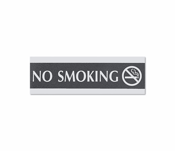 USS4757 Century Series Office Sign, "No Smoking", 9 x 3, Black/Silver By U. S. STAMP & SIGN