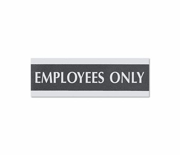 USS4760 Century Series Office Sign, "Employees Only", 9 x 3, Black/Silver By U. S. STAMP & SIGN