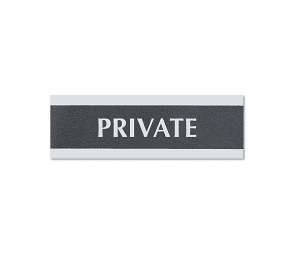 USS4761 Century Series Office Sign, "Private", 9 x 3, Black/Silver By U. S. STAMP & SIGN
