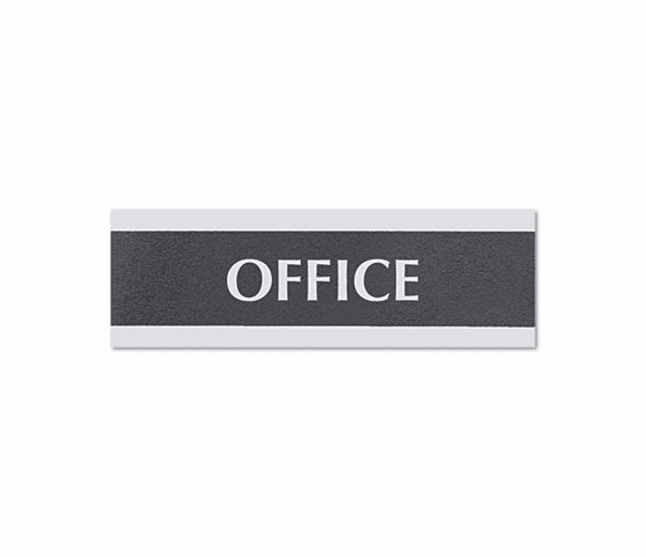 USS4762 Century Series Office Sign, "Office", 9 x 3, Black/Silver By U. S. STAMP & SIGN