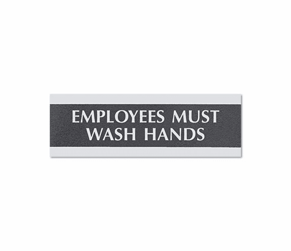 USS4782 Century Series Office Sign, "Employees Must Wash Hands", 9 x 3 By U. S. STAMP & SIGN