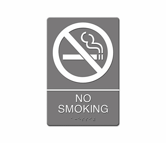 USS4813 ADA Sign, No Smoking Symbol w/Tactile Graphic, Molded Plastic, 6 x 9, Gray By U. S. STAMP & SIGN