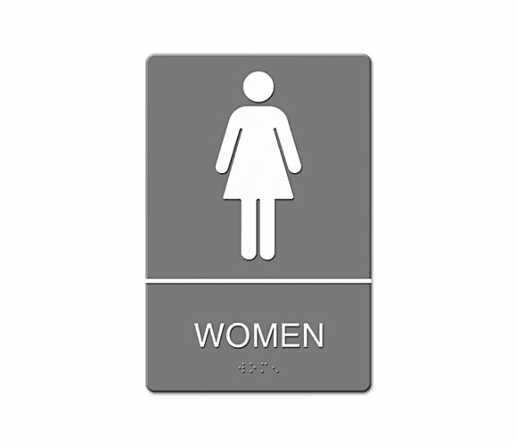 USS4816 ADA Sign, Women Restroom Symbol w/Tactile Graphic, Molded Plastic, 6 x 9, Gray By U. S. STAMP & SIGN