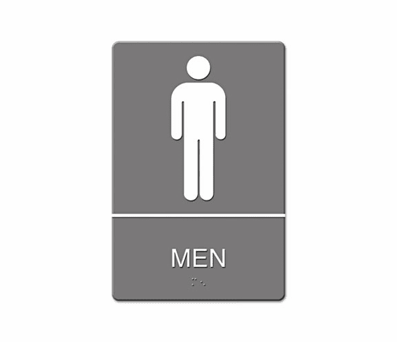 USS4817 ADA Sign, Men Restroom Symbol w/Tactile Graphic, Molded Plastic, 6 x 9, Gray By U. S. STAMP & SIGN