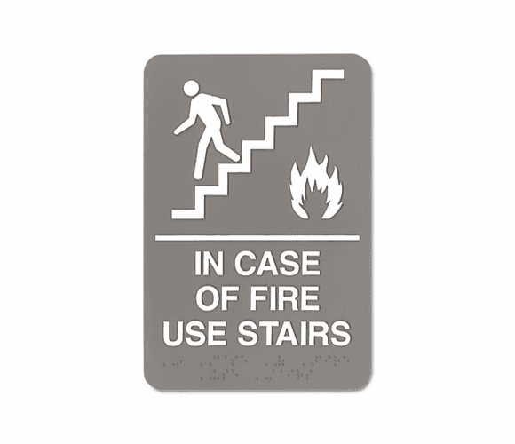 USS5400 ADA Sign, 6 x 9, In Case of Fire Use Stairs, Gray By U. S. STAMP & SIGN