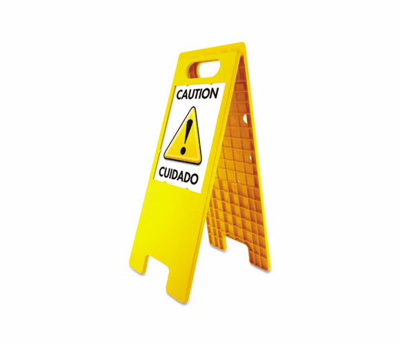 USS5693 Floor Tent Sign, Doublesided, Plastic, 10 1/2 x 25 1/2, Yellow By U. S. STAMP & SIGN