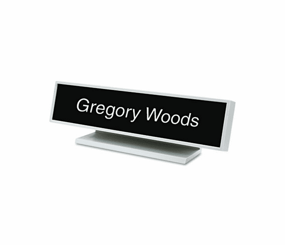 USS5701 Architectural Desk Sign with Name Plate, Gray, Square Radius By U. S. STAMP & SIGN