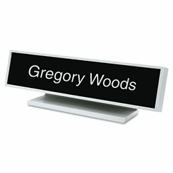 USS5701 Architectural Desk Sign with Name Plate, Gray, Square Radius By U. S. STAMP & SIGN