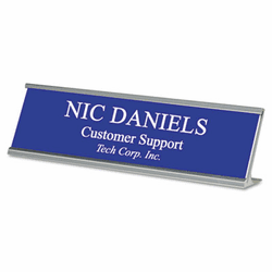 USS91301 Custom Desk/Counter Sign, 2x8, Silver Frame By U. S. STAMP & SIGN