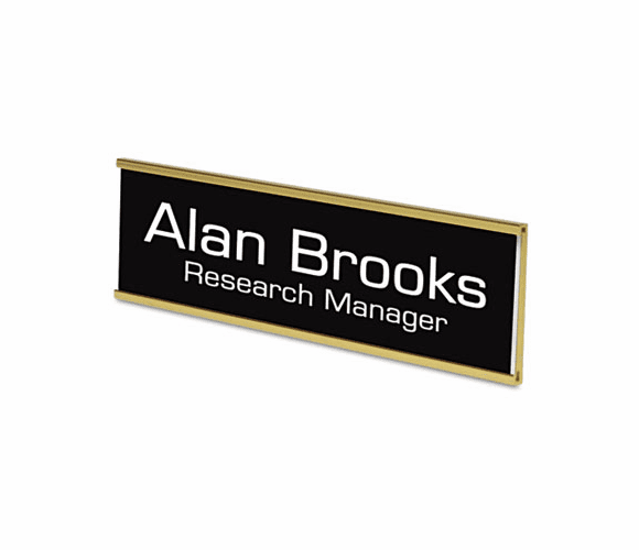 USS93200 Custom Door/Wall Sign, 2x8, Gold Holder, ABS Sign By U. S. STAMP & SIGN