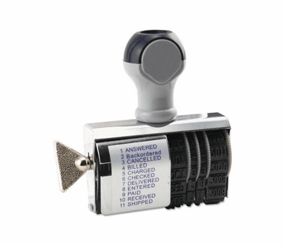 USST2754 Rubber 11-Message Dial-A-Phrase Stamp, Dater, Conventional, 2 x 3/8 By U. S. STAMP & SIGN