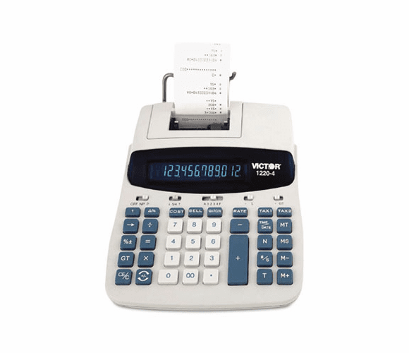 VCT12204 1220-4 Two-Color Tax Key Printing Calculator, 12-Digit Fluorescent, Black/Red By VICTOR TECHNOLOGIES