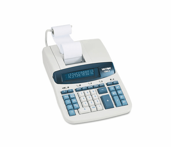 VCT12603 1260-3 Two-Color Heavy-Duty Printing Calculator, 12-Digit Fluorescent, Black/Red By VICTOR TECHNOLOGIES