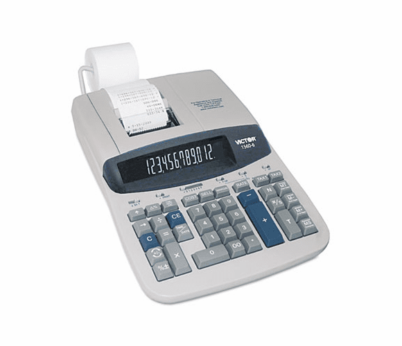 VCT15606 1560-6 Two-Color Ribbon Printing Calculator, 12-Digit Fluorescent, Black/Red By VICTOR TECHNOLOGIES