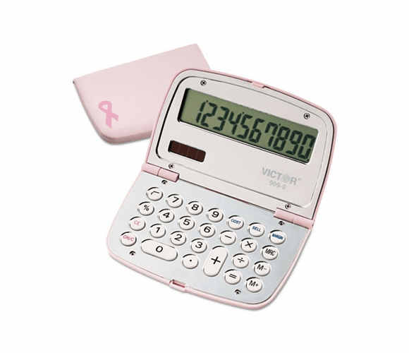 VCT9099 909-9 Limited Edition Pink Compact Calculator, 10-Digit LCD By VICTOR TECHNOLOGIES