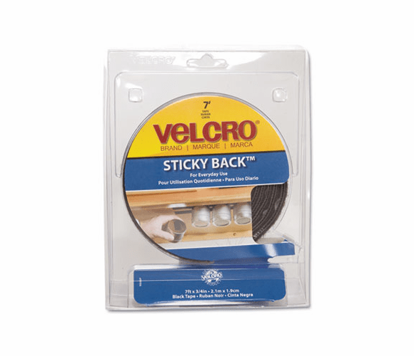 VEK90086 Sticky-Back Hook and Loop Fastener Tape with Dispenser, 3/4 x 5 ft. Roll, Black By VELCRO USA, INC.