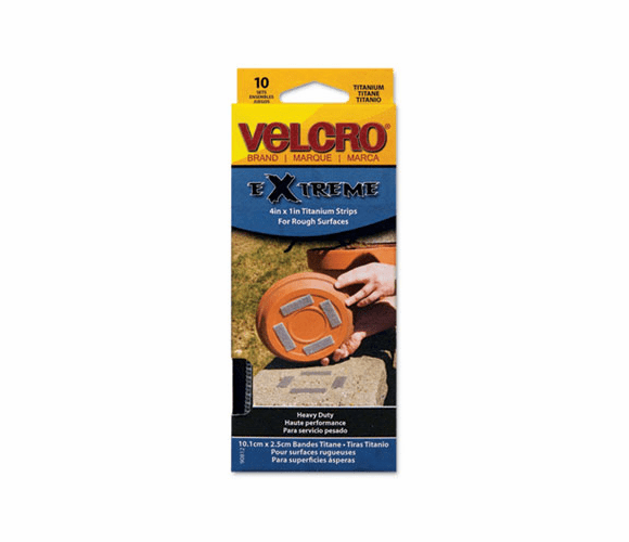 VEK90812 Extreme Indoor/Outdoor Hook and Loop Fasteners, 1 x 4 Strips, 10/Pack By VELCRO USA, INC.