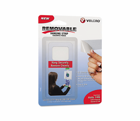 VEK91642 Removable Light Duty Hook & Loop Fasteners, 15 ft. tape & 28 Coins (7/8"), WH By VELCRO USA, INC.